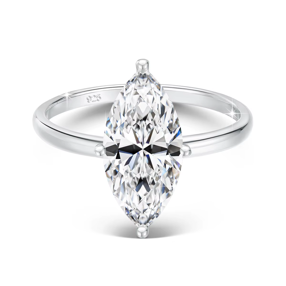 GRA 2/3CT Moissanite bague de fiançailles pour femmes homme Marquise coupe VVS1 925 argent scintilla
