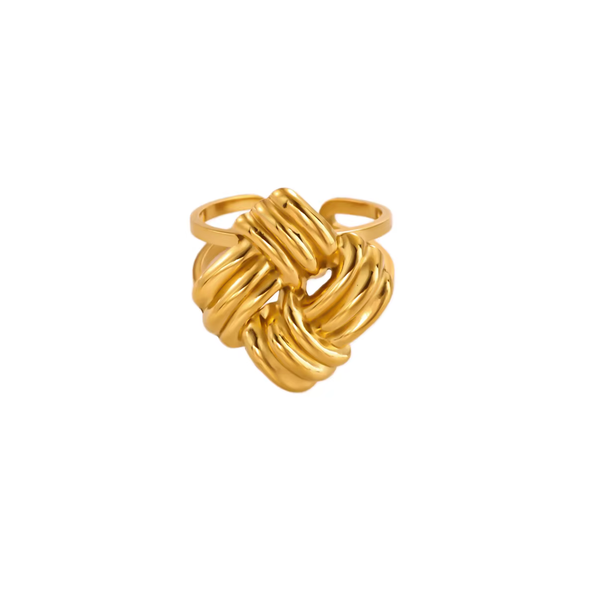 Bagues tressées classiques pour femmes, en acier inoxydable plaqué or 18 carats, bague géométrique e