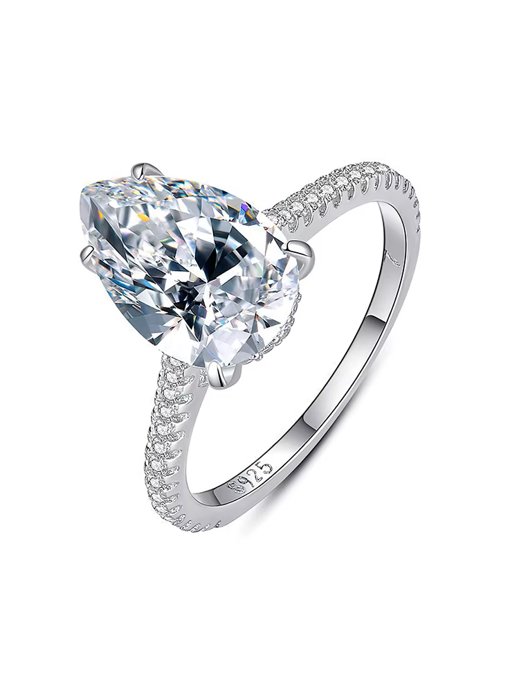 Bague en argent Sterling 925 pour femmes, Simple et classique, goutte d'eau, Zircon à 4 carats, fian