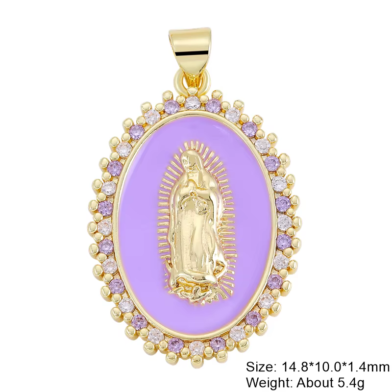 Juya 18K plaqué or perle coquille émail chrétien Saint vierge marie breloques pour bricolage chapele