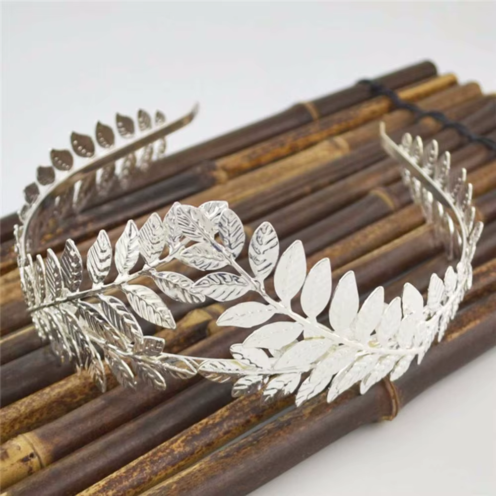 Couronne de fête de mariage Style feuille, diadème de mariée Vintage, cerceau de cheveux doré/argent