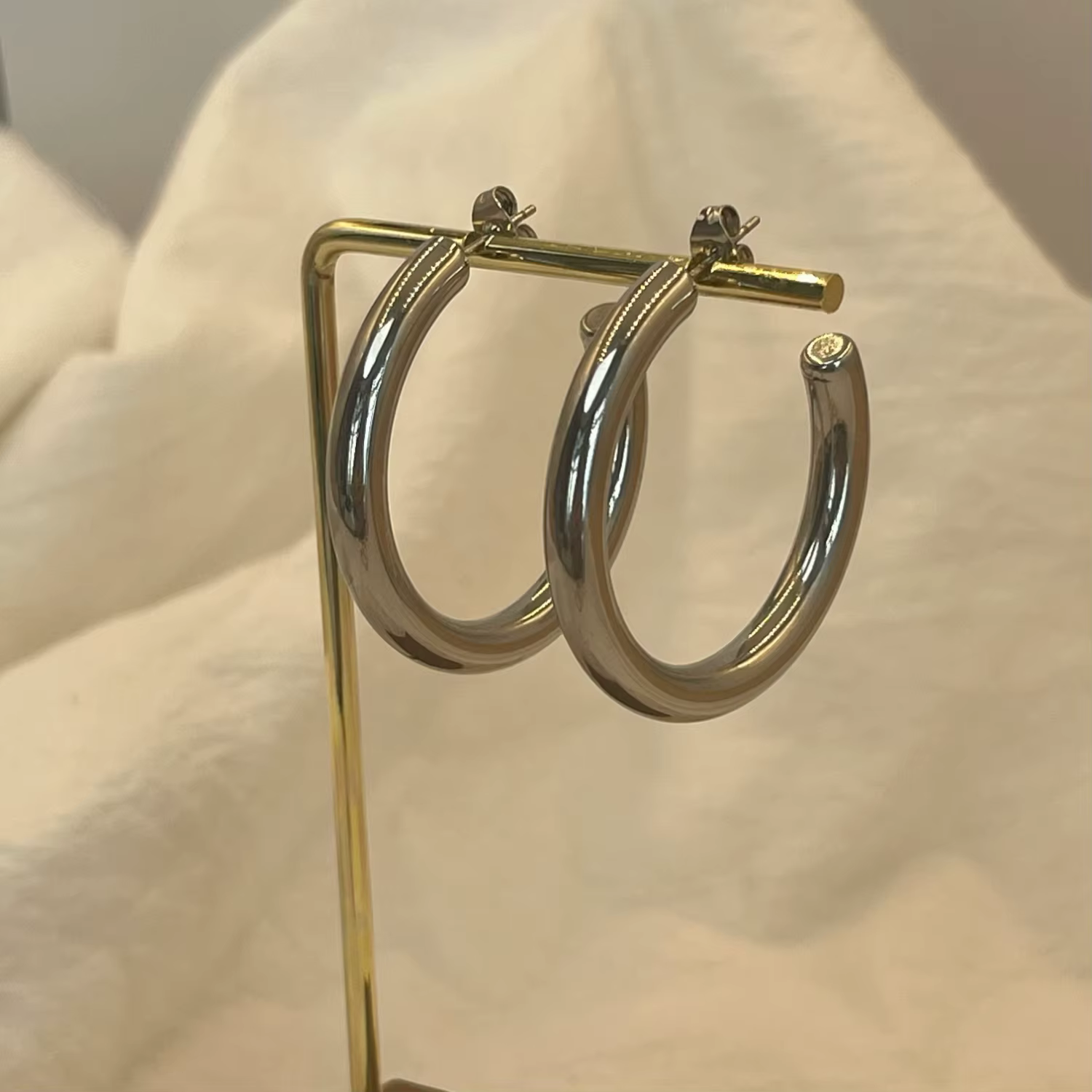 30/40/50mm classique en acier inoxydable boucle d'oreille grandes boucles d'oreilles pour les femmes