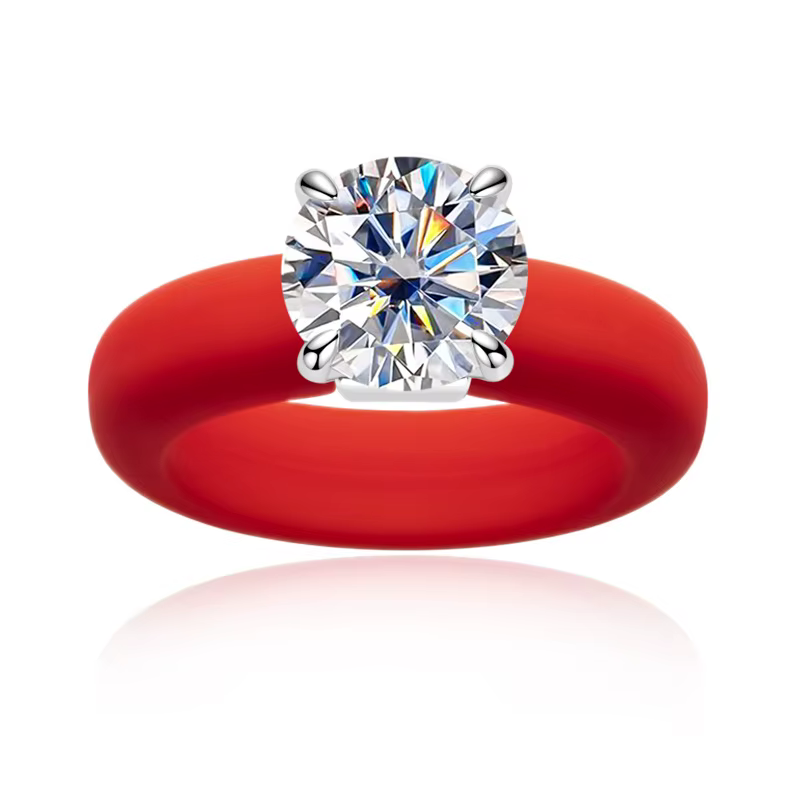 Bague de fiançailles solitaire MossanRappr en argent sterling 925 avec moissanite couleur D de 3,5 c