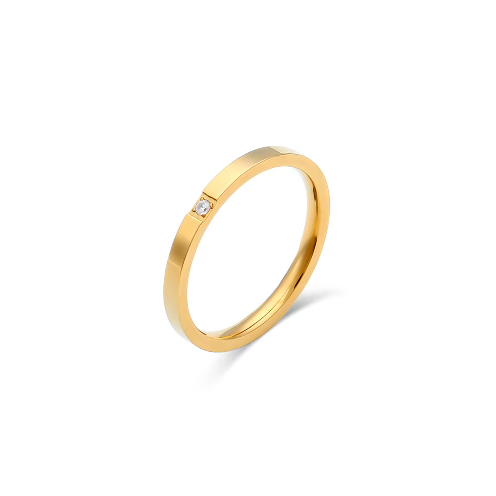 E.B.belle AAA CZ rempli mince bagues en or pour femme unisexe bague en cristal résistant à l'eau bag