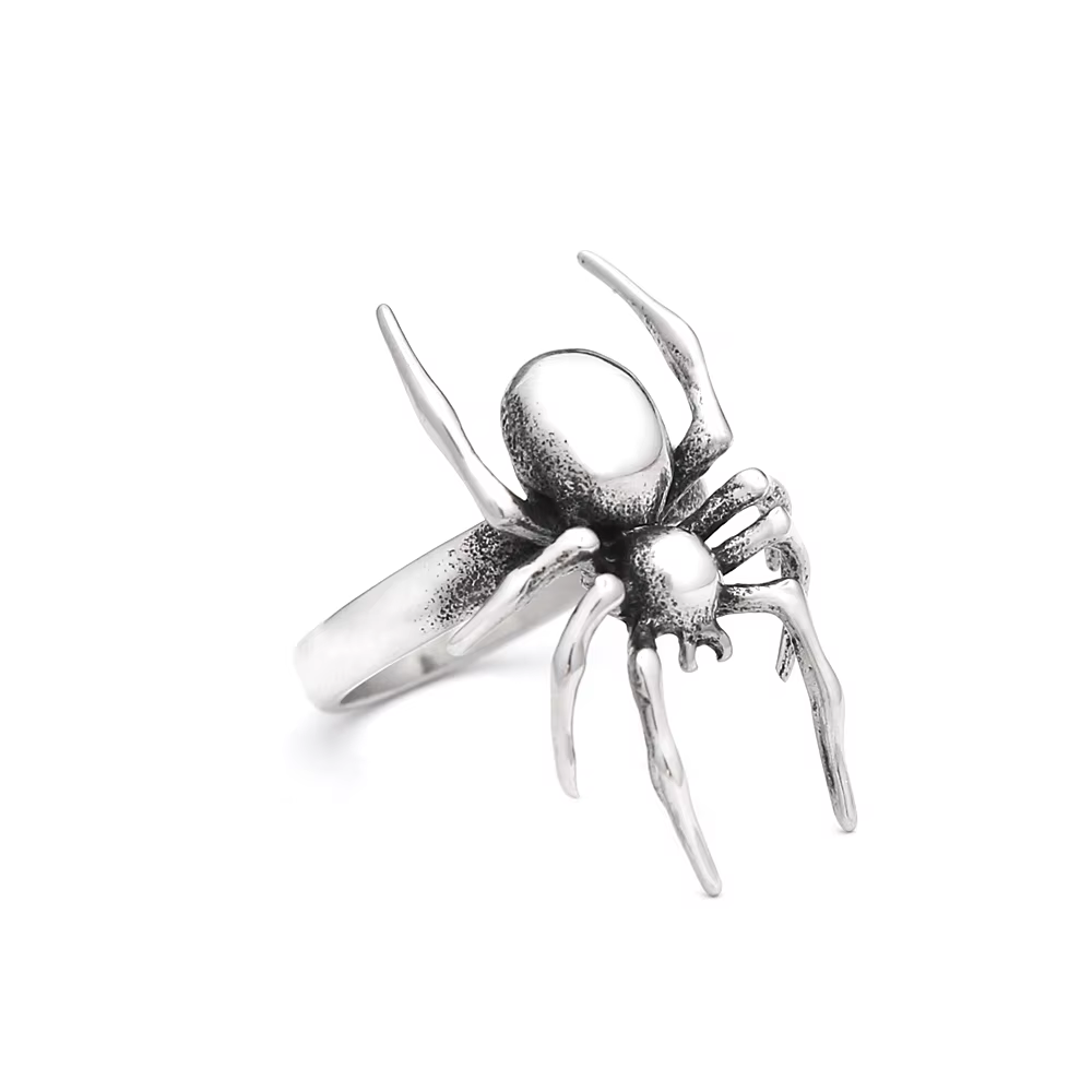 Bague araignée Punk Vintage en acier inoxydable 316L, gothique, motard, animaux singulaires, pour ho