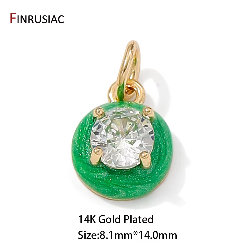 Pendentifs ronds en laiton émail plaqué or 14K, breloques pour la fabrication de bijoux, breloques e