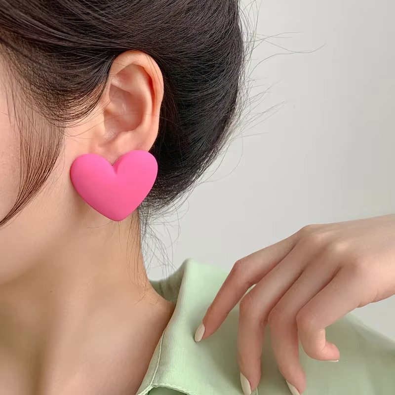 Boucles d'oreilles coeur rouge blanc noir rose boucles d'oreilles amour déclaration mariage géométri