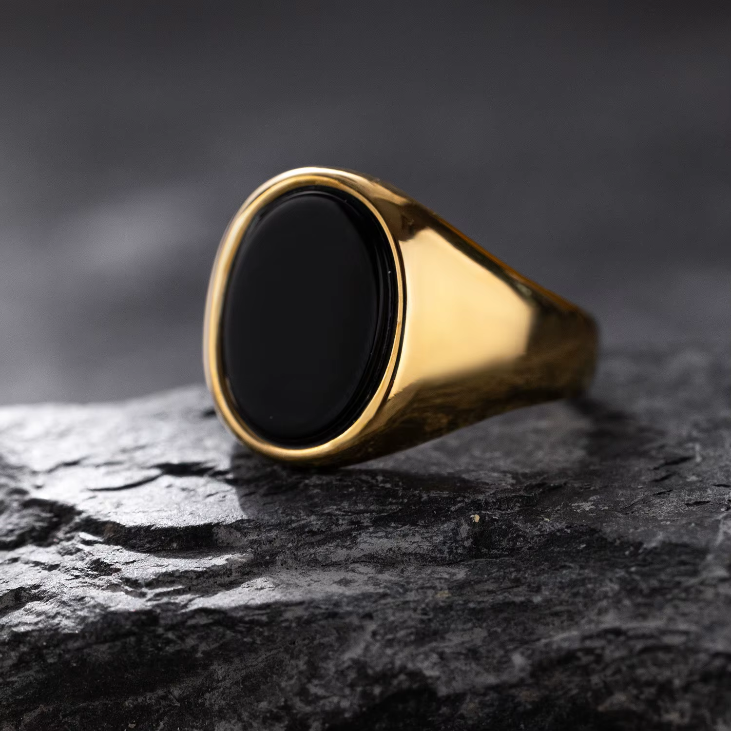 Luxueux rétro noir Agate et oeil de tigre pierre hommes femmes bague à la mode-mode décontractée, bi