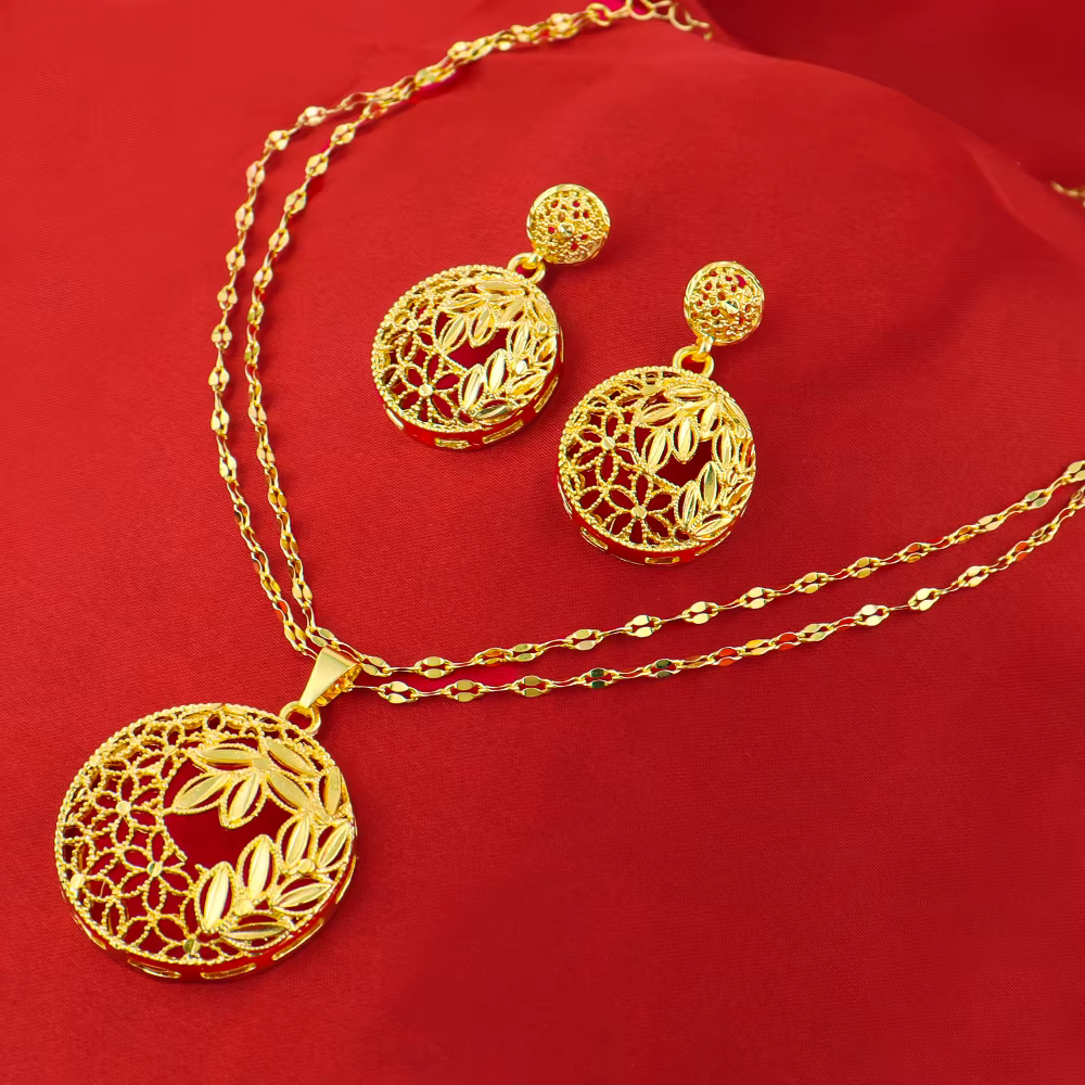 Dubai Ball – ensemble de bijoux plaqués or 24 carats pour femmes, Costume de mariée indien, collier 