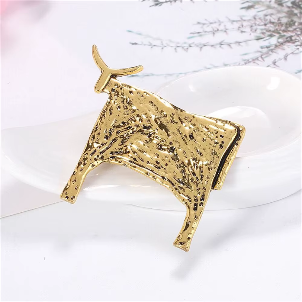 Broche de veau du zodiaque rétro en Bronze antique, à la mode et personnalisée, poitrine d'animal en