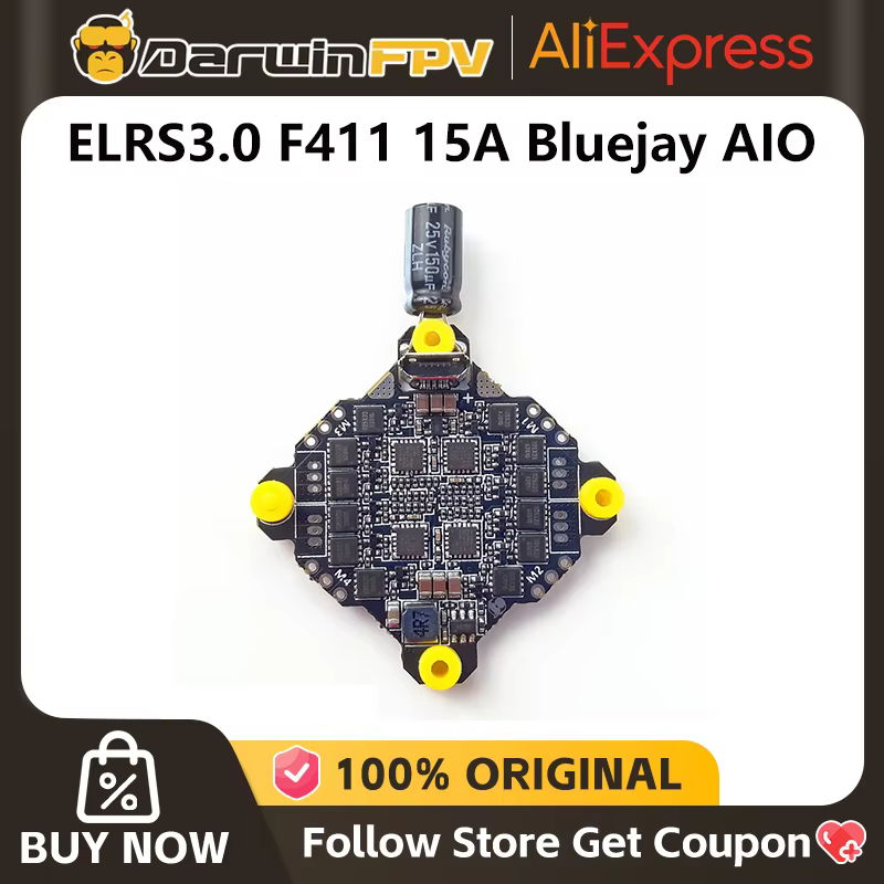 DarwinFPV F411 AIO contrôleur de vol Whoop Blheli_S Betaflight F4 15A OSD BEC BL_S 1-3S 4In1 ESC pou