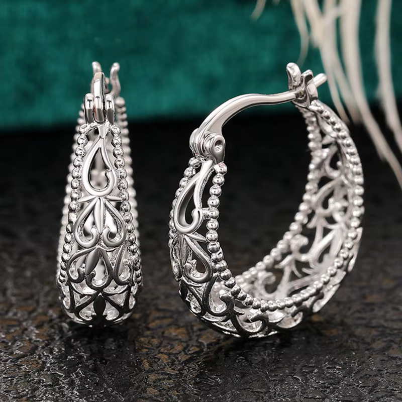 Huitan – boucles d'oreilles créoles au Design ajouré pour femme, accessoires délicats et élégants po