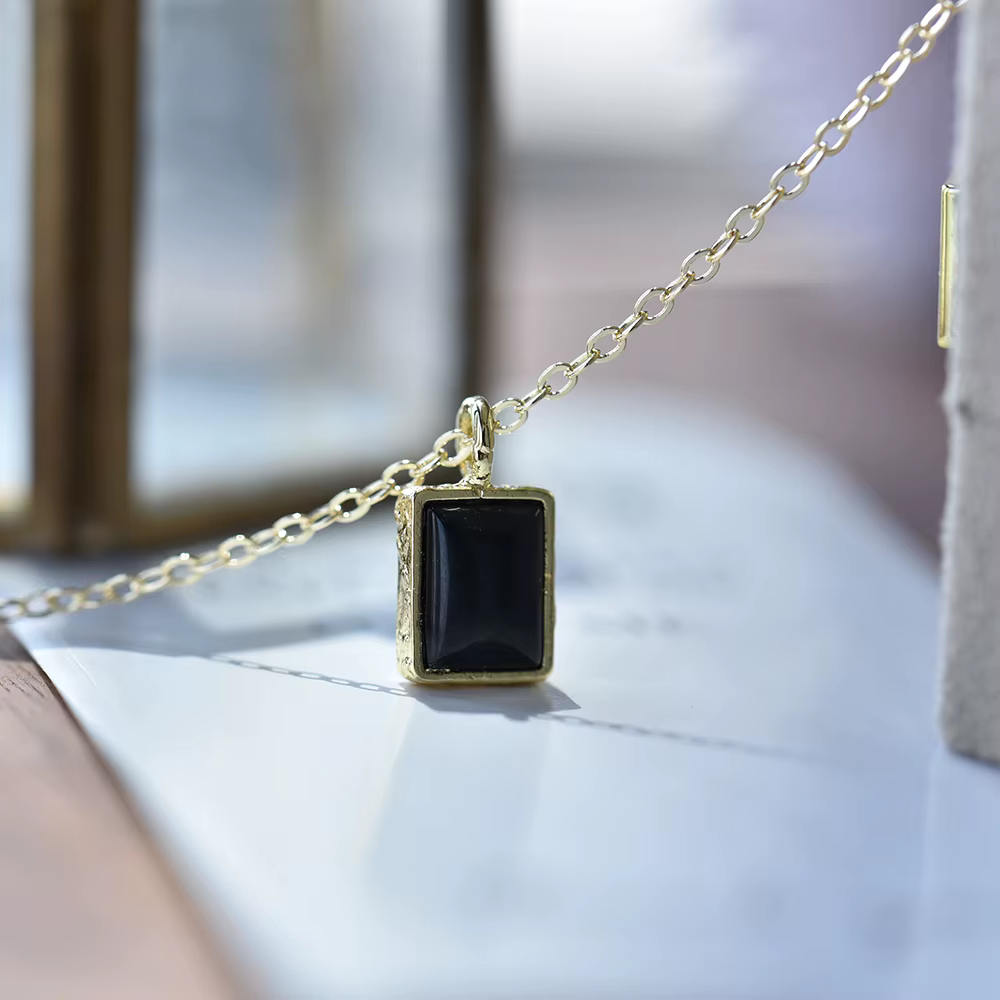 ITSMOS – collier avec pendentif en or obsidienne, cristal naturel, Simple, Quartz Rose, Lapis, pierr