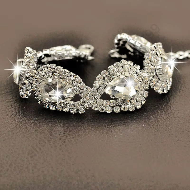 Bijoux de mariage de luxe pour femmes, Bracelets en argent Sterling 100% brillant, élément goutte d'