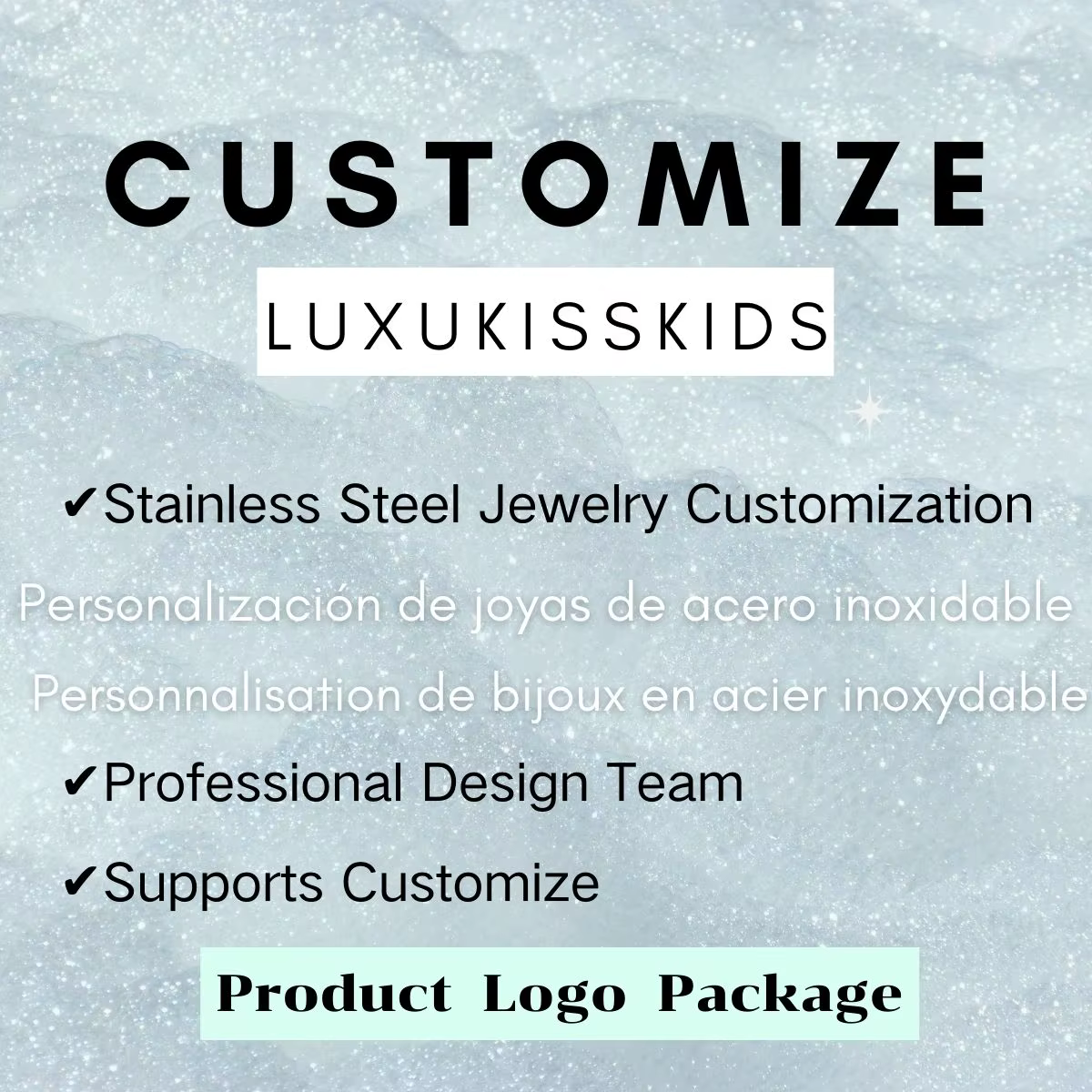 LUXUKISSKIDS-Boucles d'oreilles personnalisées en acier inoxydable, ensemble de bracelets tour de co