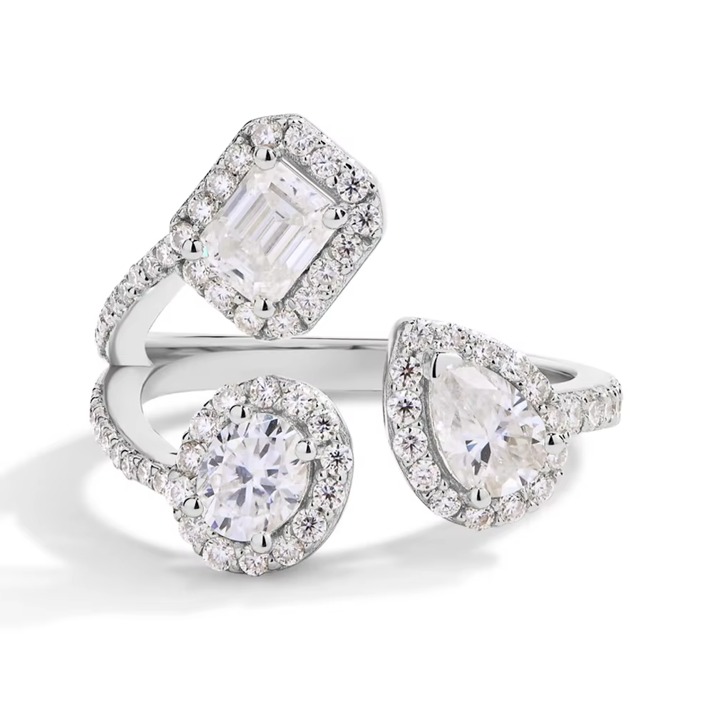 Bague en diamant de laboratoire à trois pierres, en argent Sterling S925, Moissanite, cadeau de fête