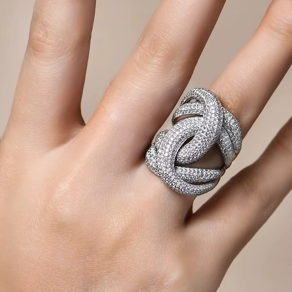 Bague luxueuse en Zircon AAAA entièrement en diamant, bague en Zircon brillant de Style Hip-hop de h
