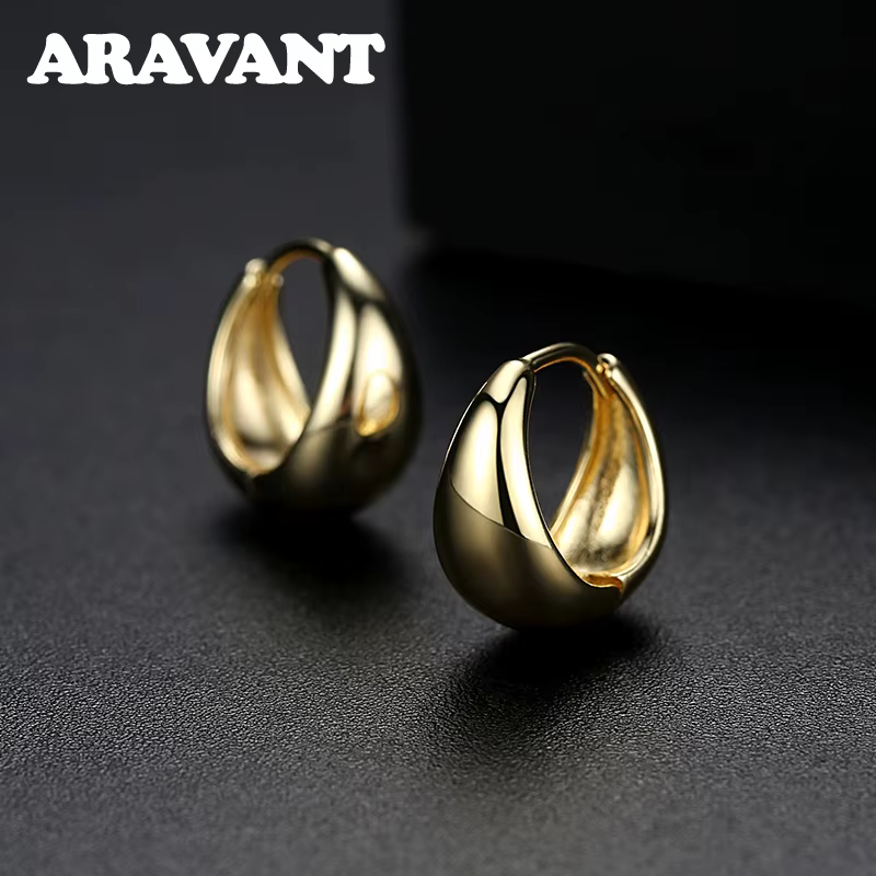 Boucles d'oreilles en argent 925 pour femmes, 14mm, or 18 carats, bijoux à la mode
