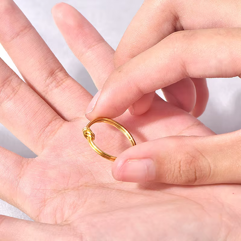 Bague à nœud en acier inoxydable 316L plaqué or 18 carats avec revêtement PVD, bijoux sans ternissem