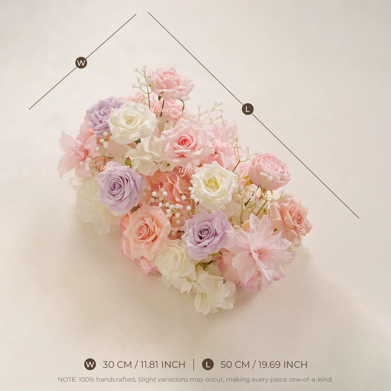 Décorations florales pour mariage Uflower, centre de table de 19 pouces, roses artificielles, décora