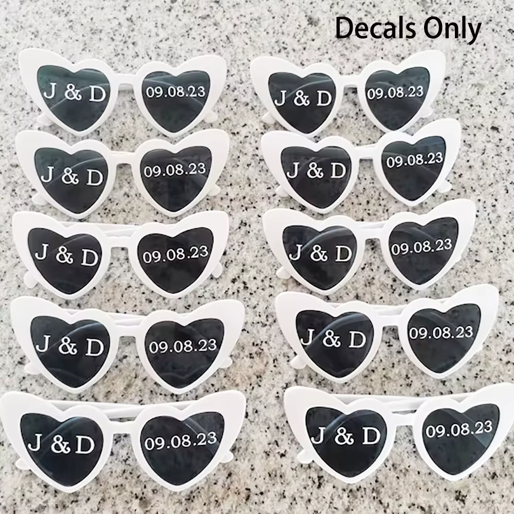 Autocollants personnalisés en vinyle pour lunettes de soleil de mariée, décorations de fête de bache