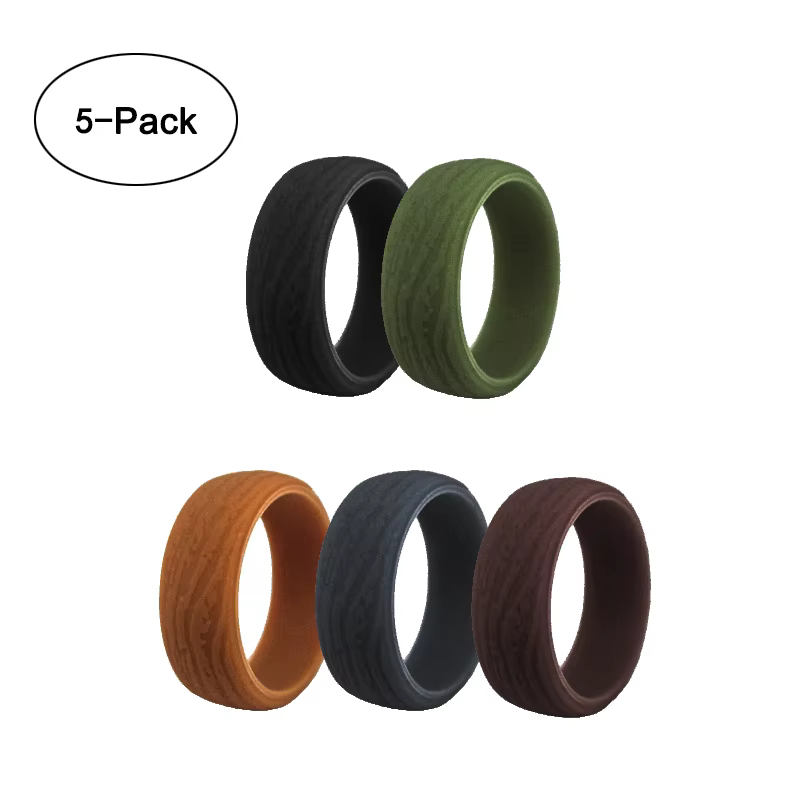 Geedyn 8,7 mm de largeur 7-14 taille 5 couleurs de large ensemble d'anneaux en silicone en cuir, bag