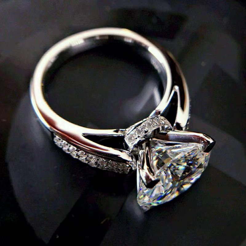Huretailers-Bague de fiançailles de mariage classique pour femme, brillant, cubique, cristal de cone