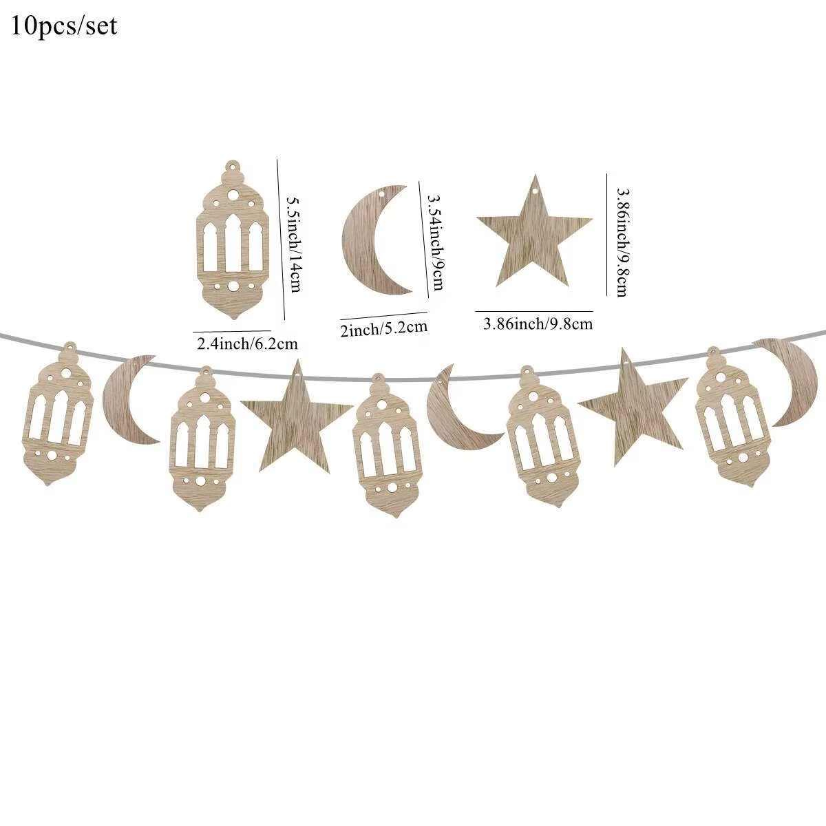 Guirlande en bois Eid Mubarak, 1 pièce, bannière pour Ramadan Eid al-fitr, décorations murales musul