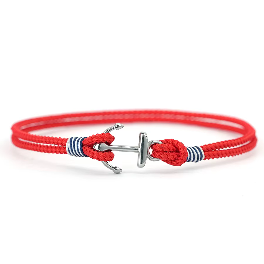 Bracelet ancre élégant pour hommes, en acier inoxydable, corde tressée de 2mm de haute qualité, qui