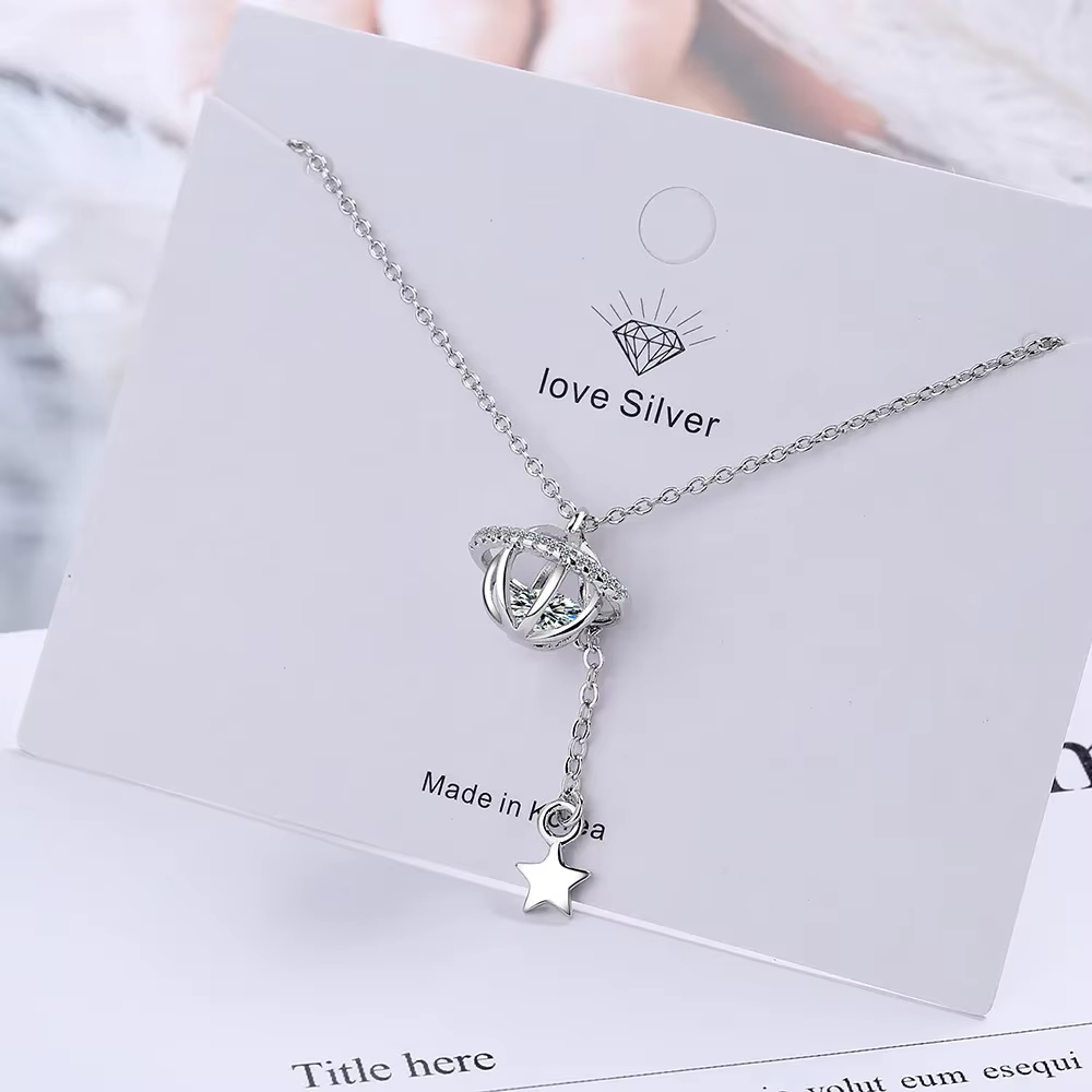 Collier pendentif planète cosmique en argent Sterling S925 pour femmes (40cm + 3.5cm), livraison gra