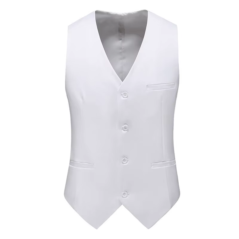 Gilet Homme Tendance Décontracté Haute Qualité Couleur Unie Coupe Slim Grande Taille Gilet de Costum