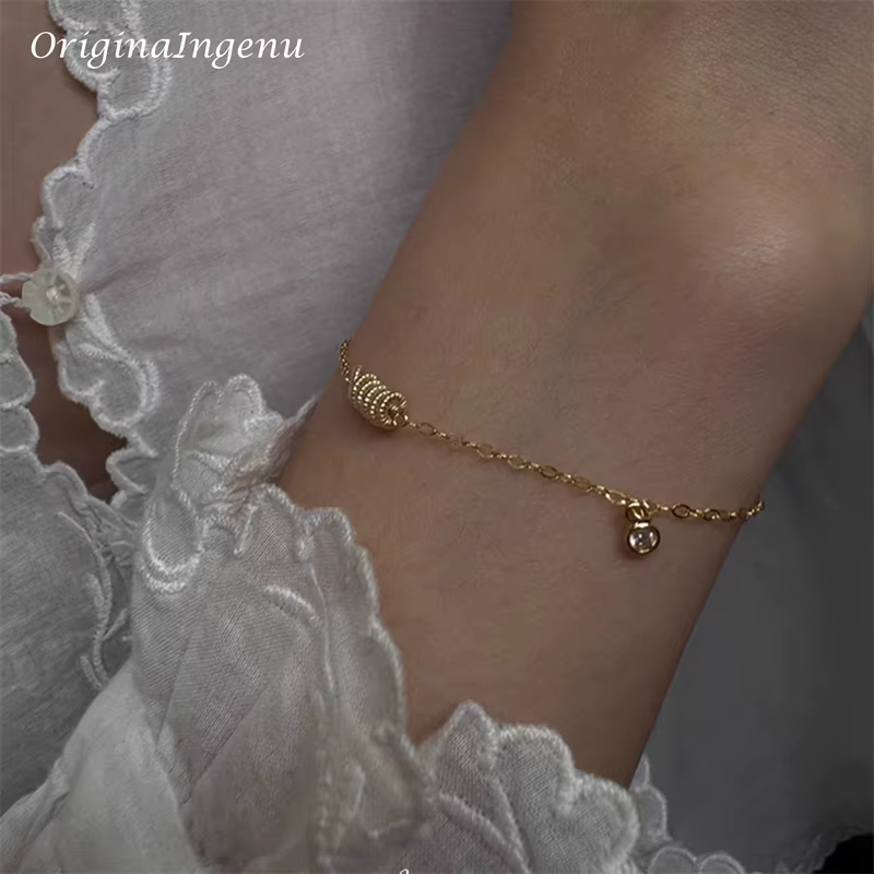 Bracelet en Zircon rempli d'or 14K, perles en or faites à la main, étanche, résistant au ternissemen