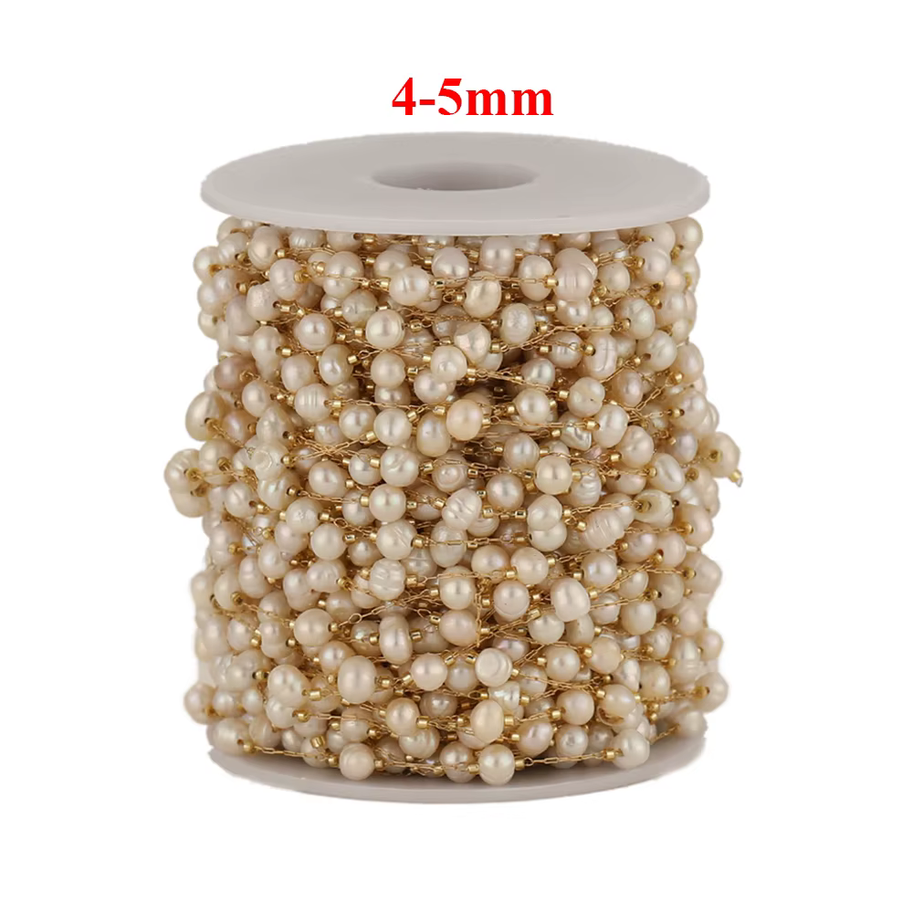 Chaîne de perles naturelles irrégulières en acier inoxydable, 1 mètre, fabrication de bijoux, collie