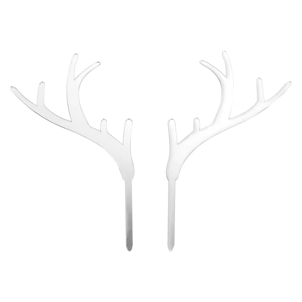 Décoration de gâteau en bois de cerf, décoration de noël, décoration de fête prénatale, or, argent, 
