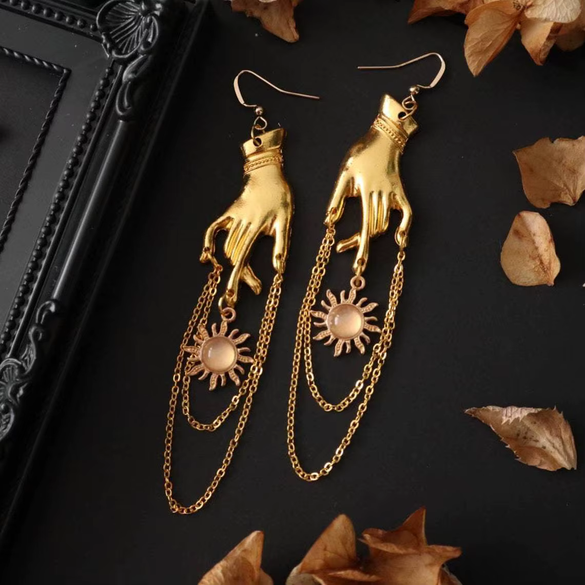 Boucles d'oreilles gothiques Hip Hop couleur or pour femmes, Micro-incrustation de pierres précieuse