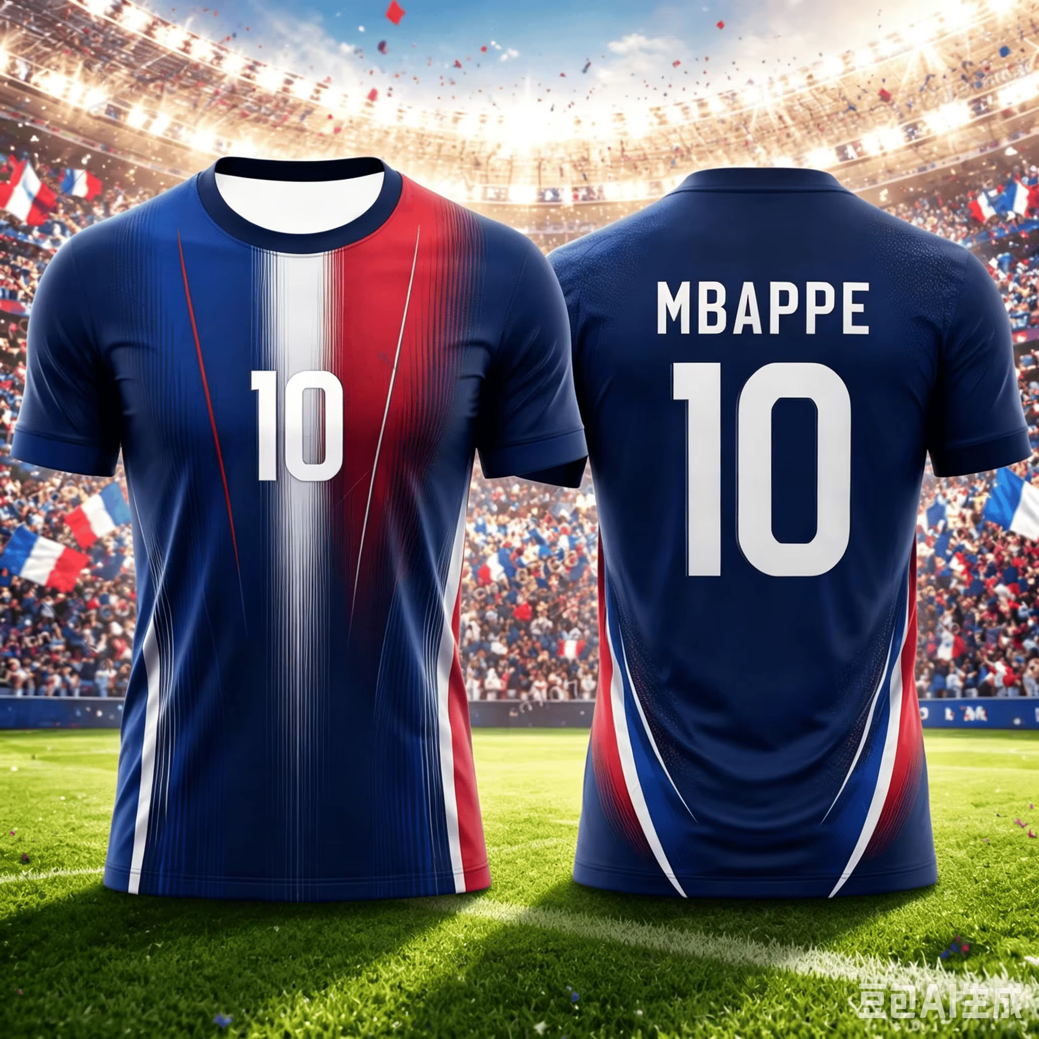 Maillot de football style France, T-shirt à manches courtes unisexe, léger, séchage rapide, respiran