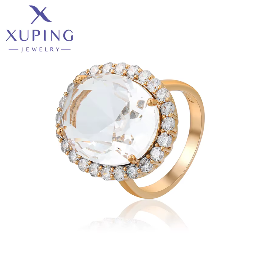 Xuping-Bague en pierre européenne pour femme, bijoux PRCharm, document en or, cadeau de fête, X00044