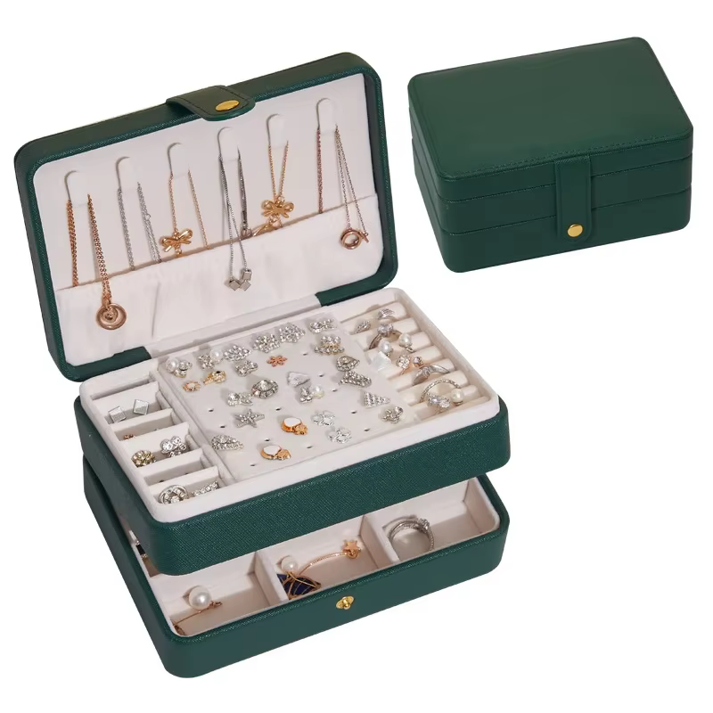 Boîte à bijoux en velours en cuir PU pour femme, colliers exquis de la présidence, boucles d'oreille