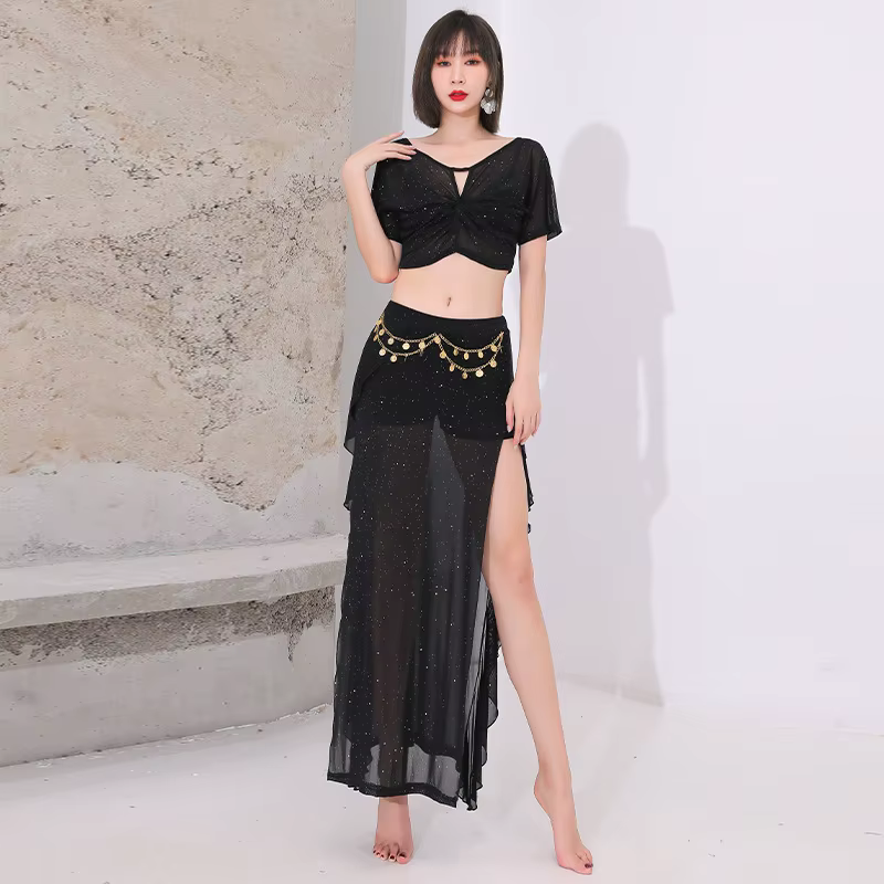Costumes de danse du ventre personnalisés, tenue d'entraînement brillante pour femmes, vêtements de 