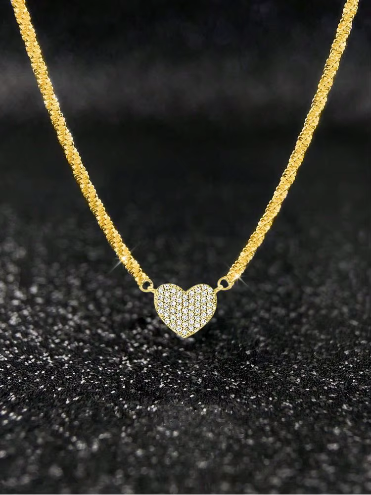Collier en argent Sterling 925 pour femmes, en Zircon complet, en forme de cœur d'amour, pour fiança