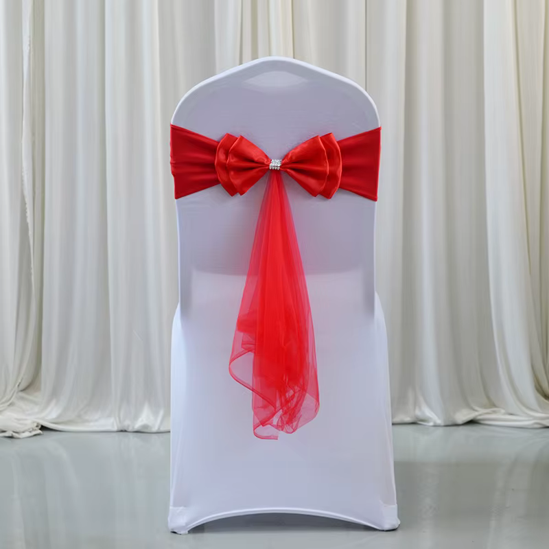 Ceintures de chaise en Spandex avec nœud papillon, décoration de mariage élégante, prête à l'emploi,