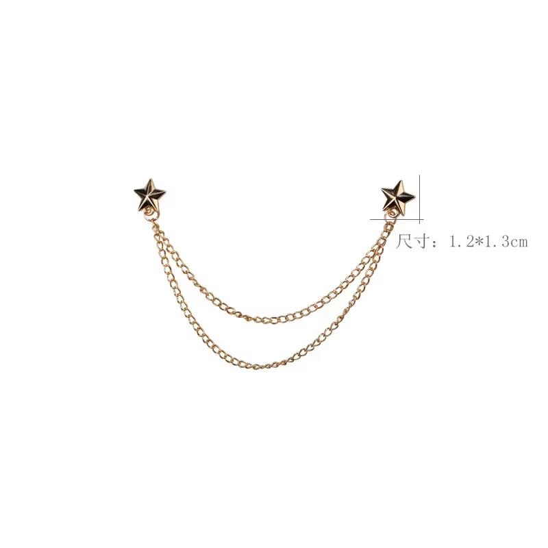 Broches croisées en cristal strass, couronne de perles, pompon, chaîne, épingles de col, costume, ch