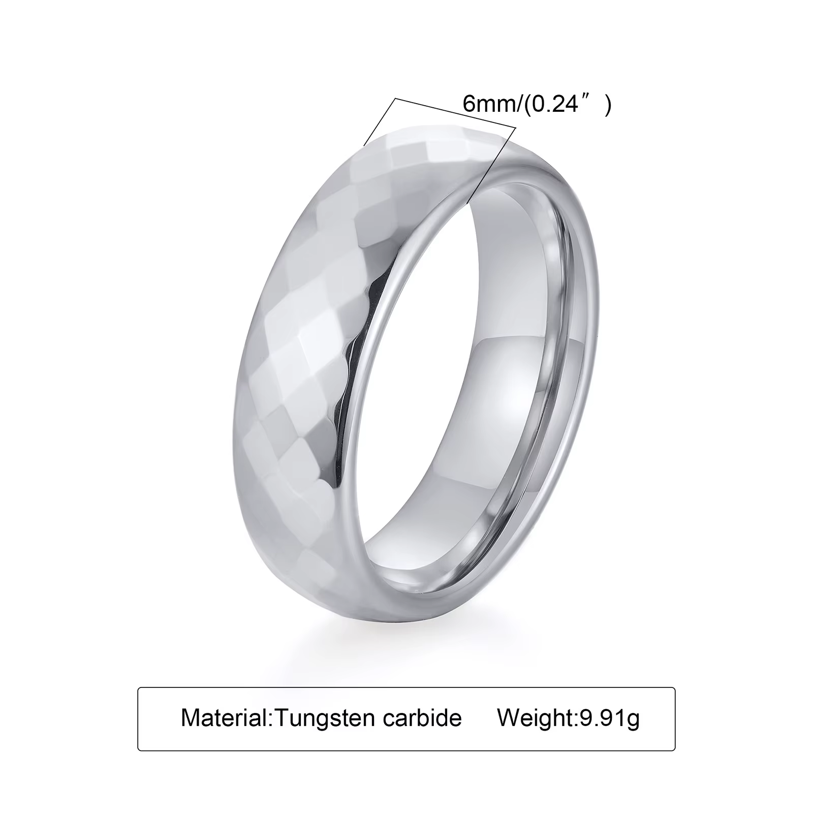 Alliance de mariage à facettes pour hommes, bague de promesse de fiançailles en tungstène pour homme
