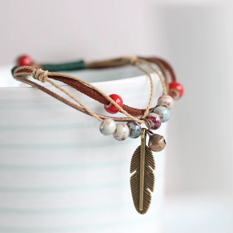 ATA REDO-Bracelet en céramique fait à la main pour homme et femme, bijoux vintage, accessoires de mo