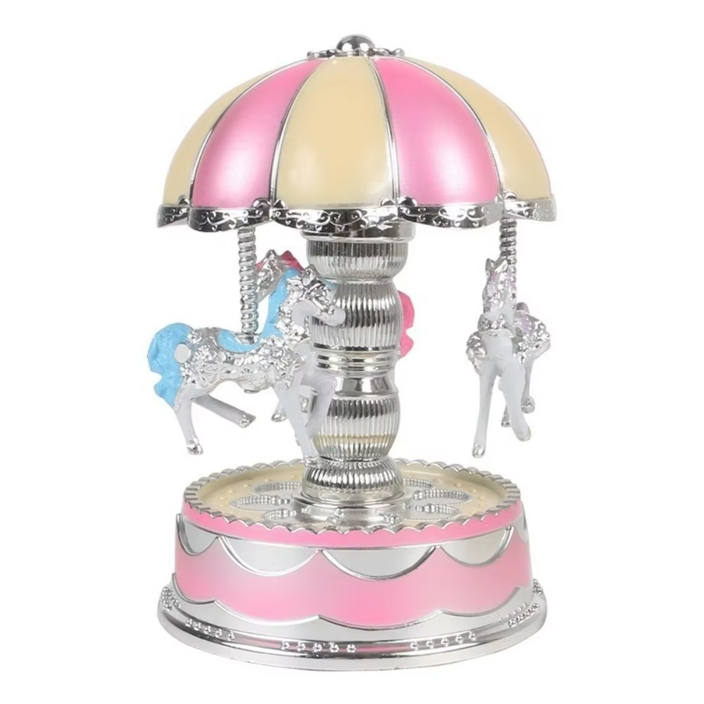 Boîte à musique de carrousel créative et exquise, ornements de carrousel lumineux de dessin animé, l