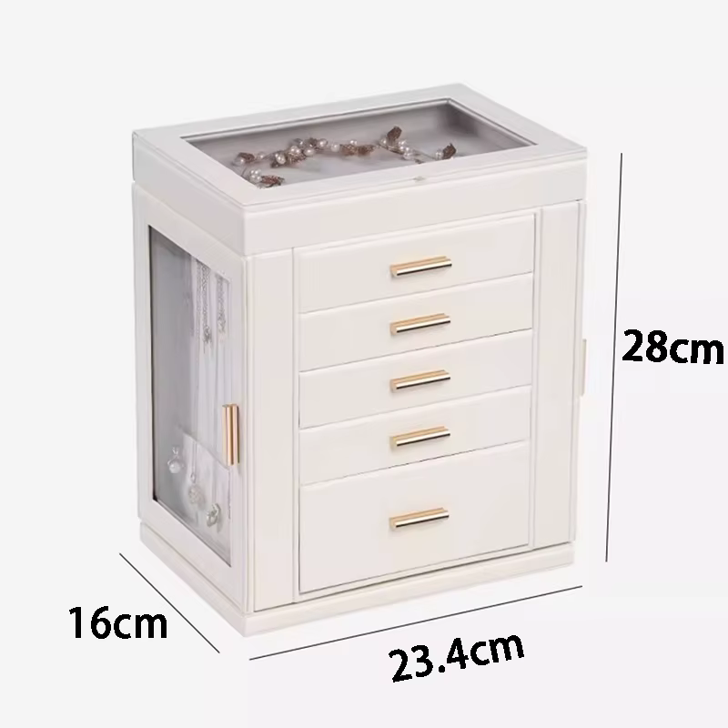Grande boîte à bijoux en cuir, présentoir rotatif, organisateur de colliers, boîte de rangement, gra