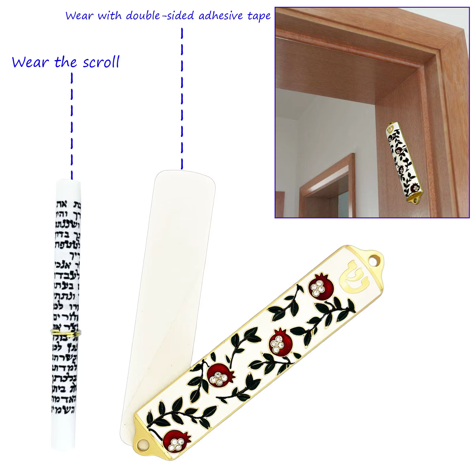 Mezuzah pour porte de famille juive, décoration religieuse, avec écritures, décoration de cadre de p