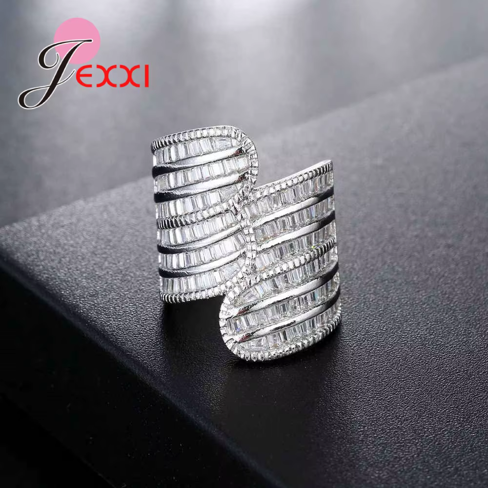 Bague Punk incrustée de strass blancs, en argent Sterling 925, Bijoux féminins, bagues de mariage ex