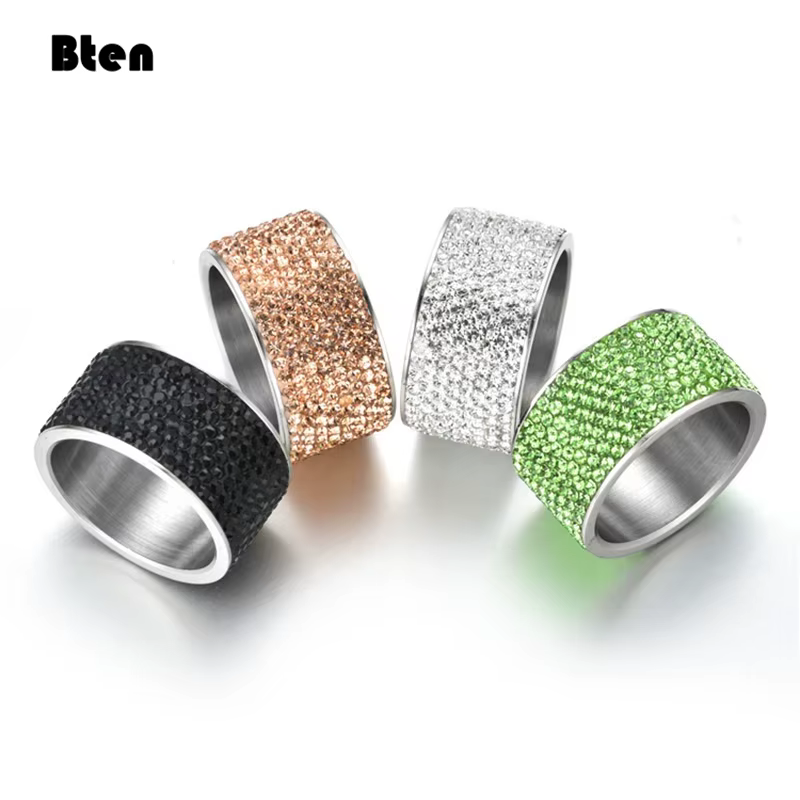 Bten – bague de fiançailles et de mariage en acier inoxydable pour femme, bijou coloré, romantique, 