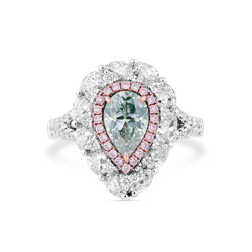 Bague de fiançailles en moissanite bleu vert en forme de poire, argent sterling 925, alliance de mar